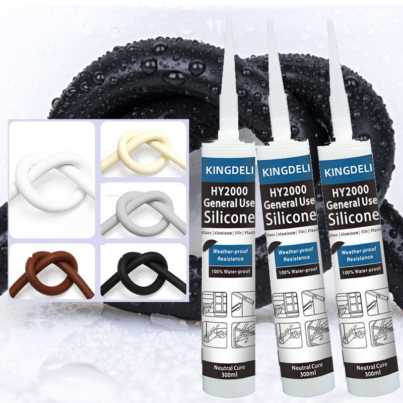 Mastic neutre universel de silicone, colle claire de silicone pour résistant UV en verre